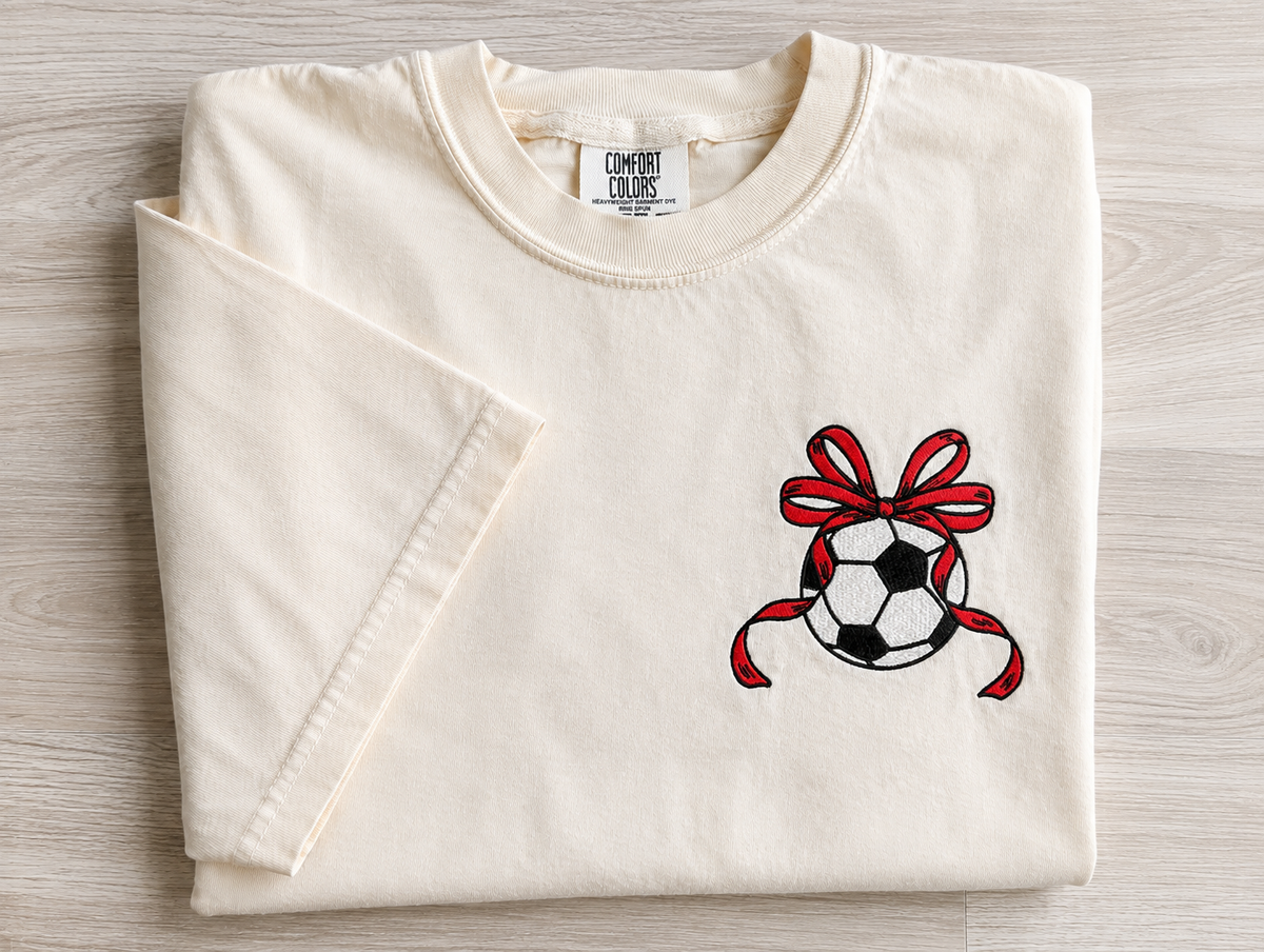 Personalized Soccer Bow Comfort Colors Tee
