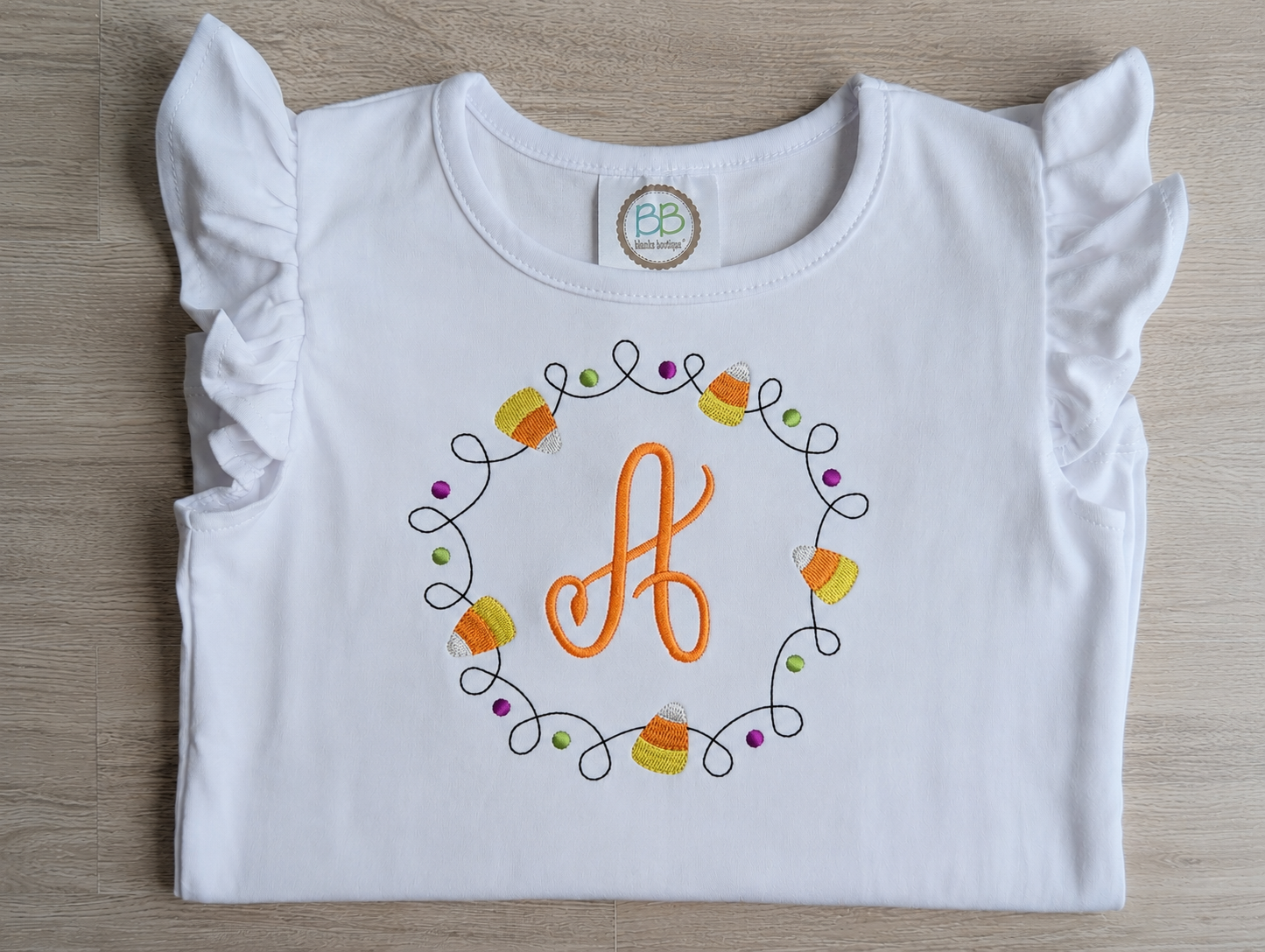 Personalized Candy Corn Monogram Shirt