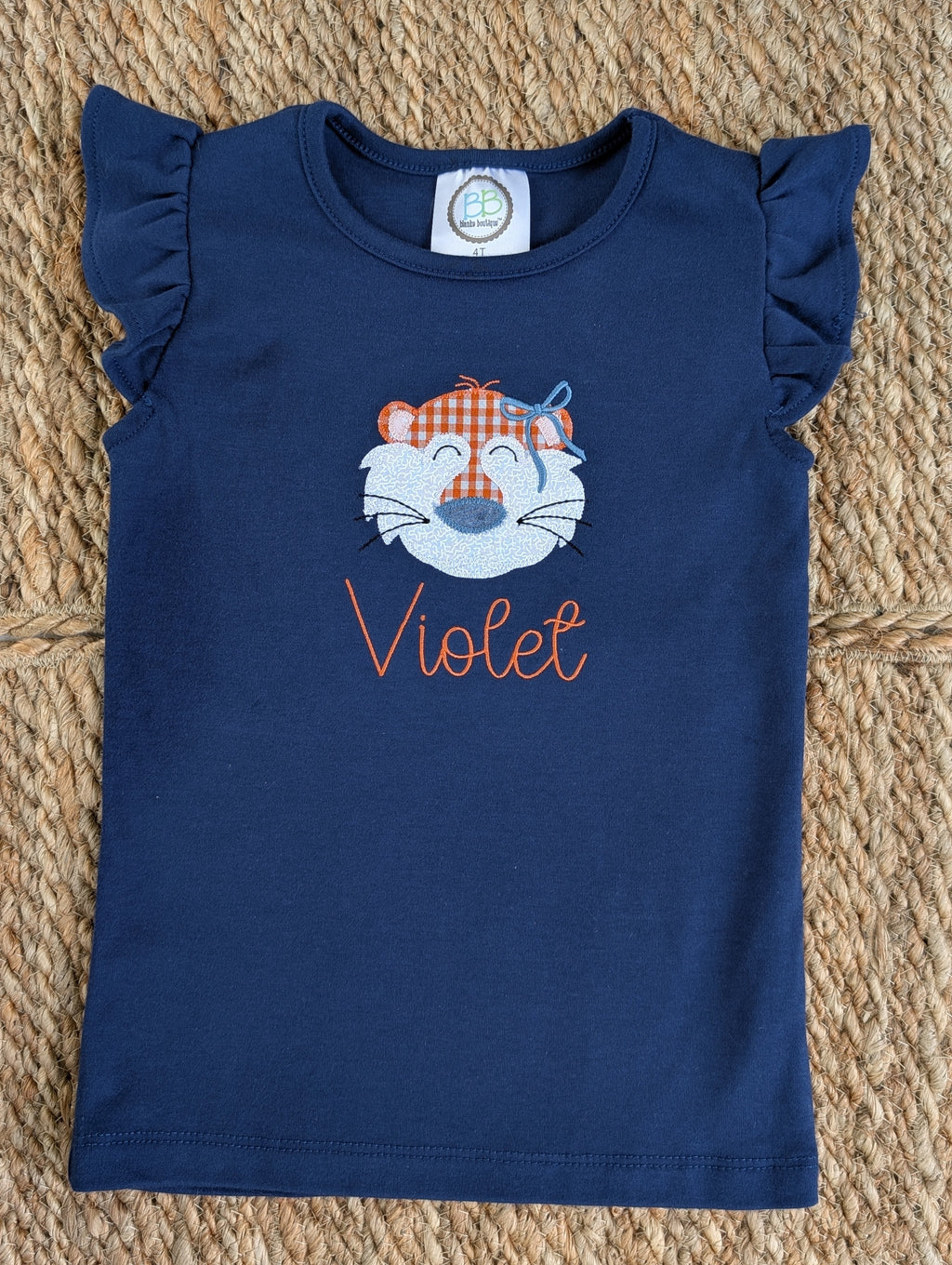 Tiger Mascot Applique Shirt with Bow