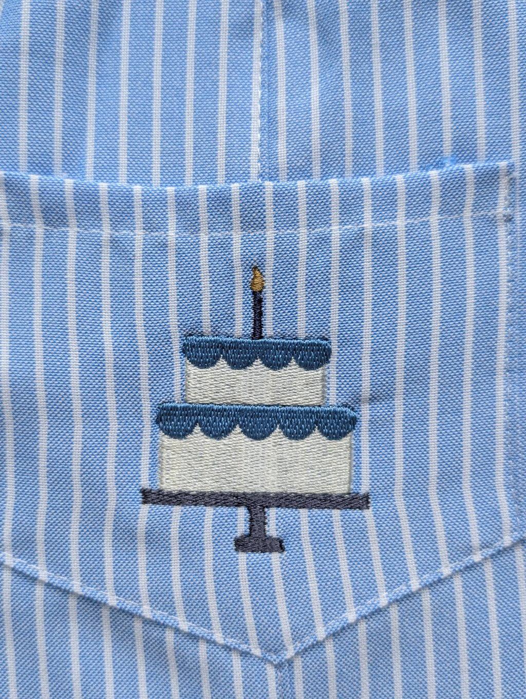 Blue Striped Cake Embroidered Shortalls