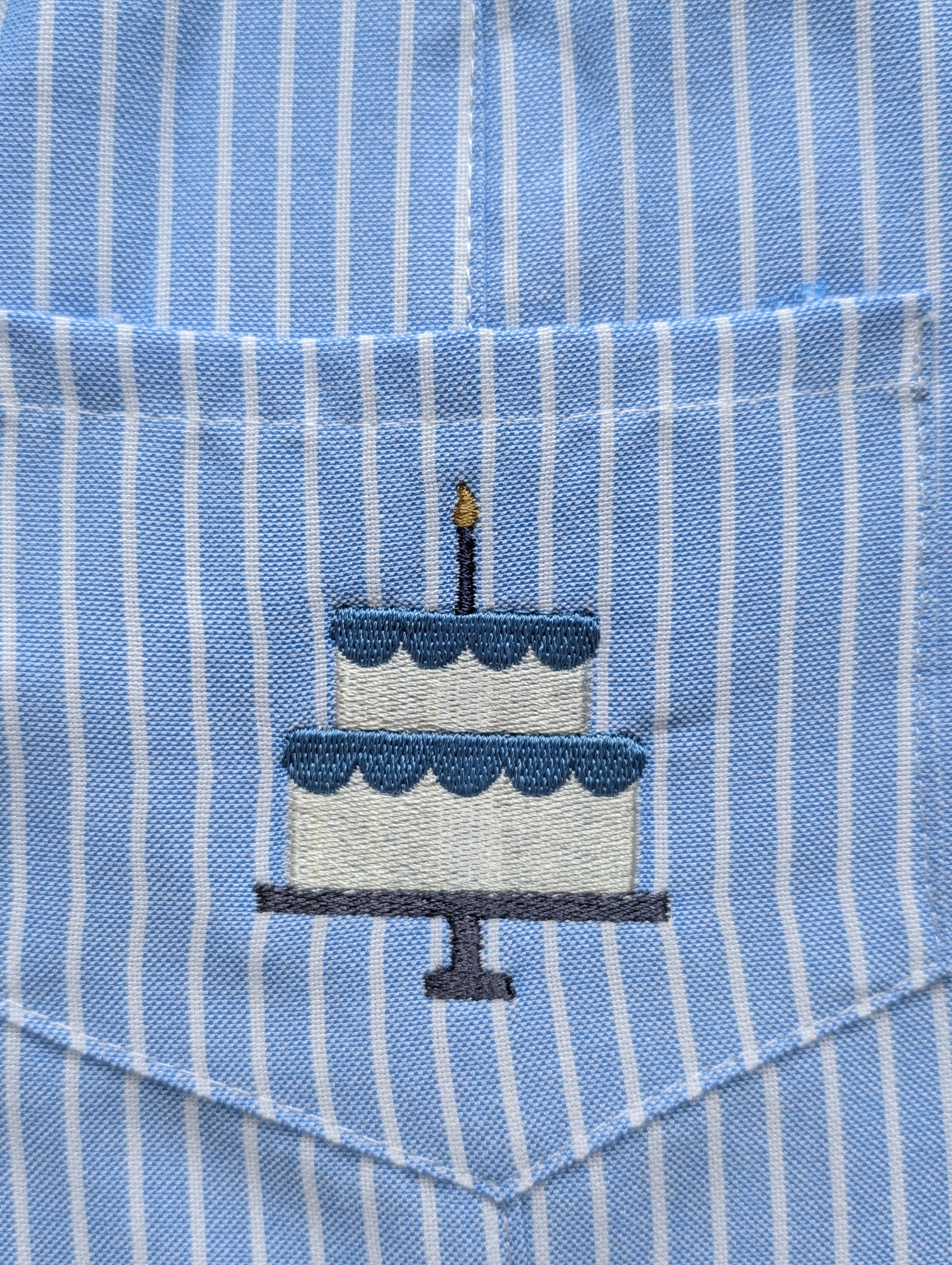 Blue Striped Cake Embroidered Shortalls