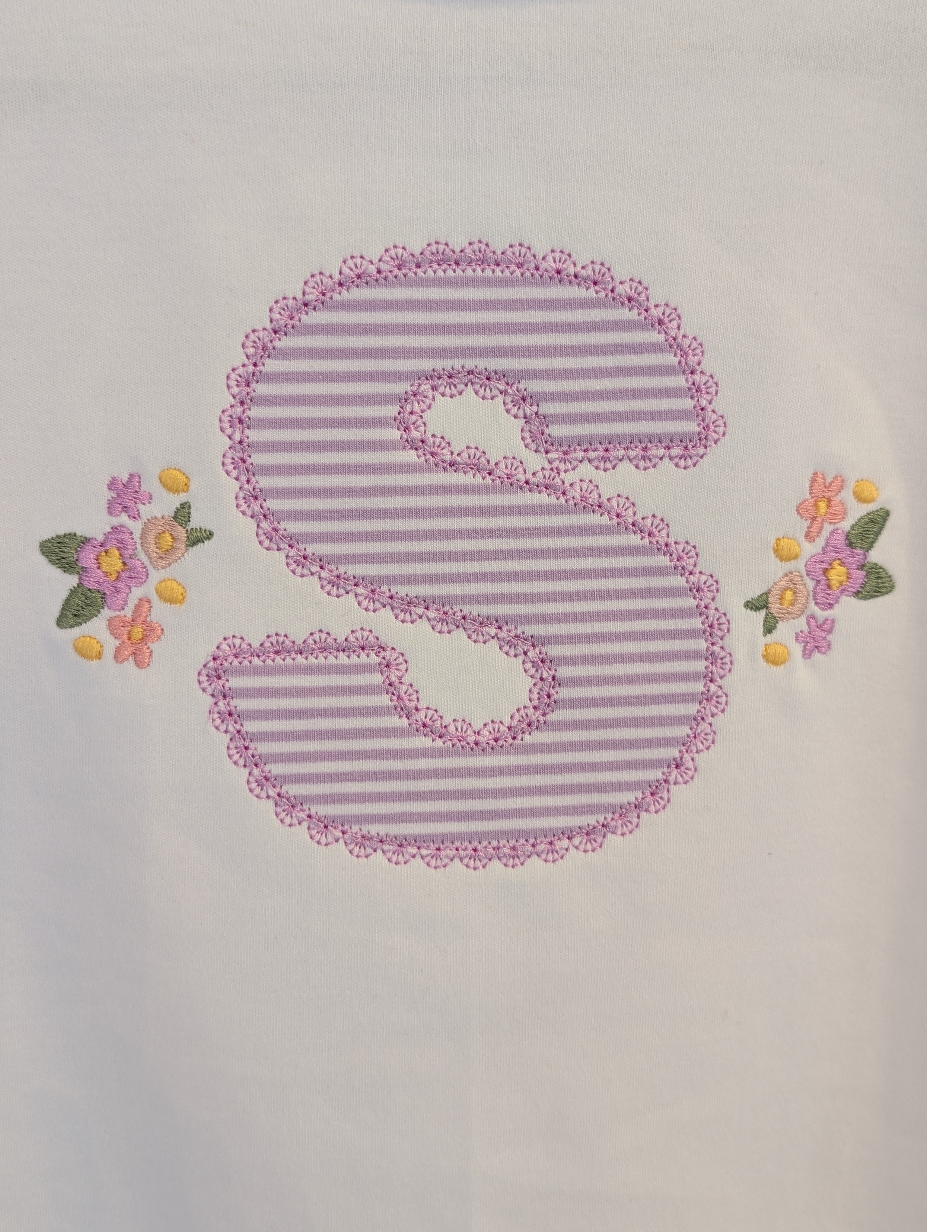 Girls' Floral Monogram Flutter Sleeve Tee