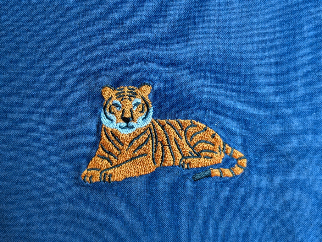 Tiger Embroidery Linen Top