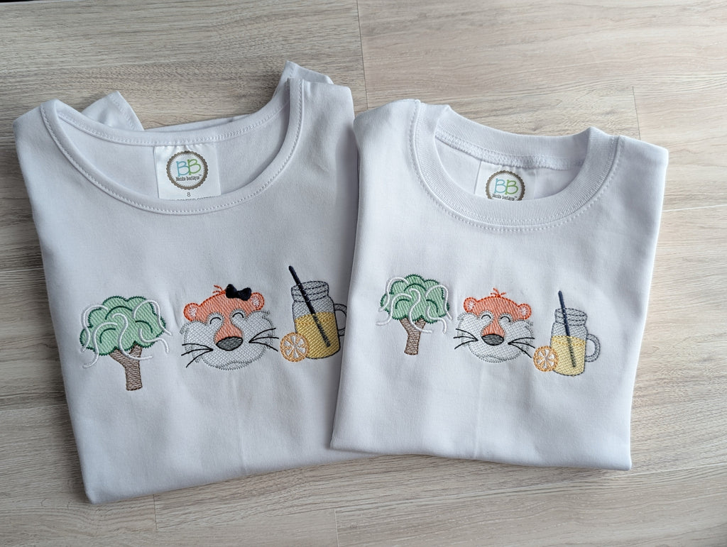 Tiger Mascot Toomer's Oak Embroidered Tee (No Bow)
