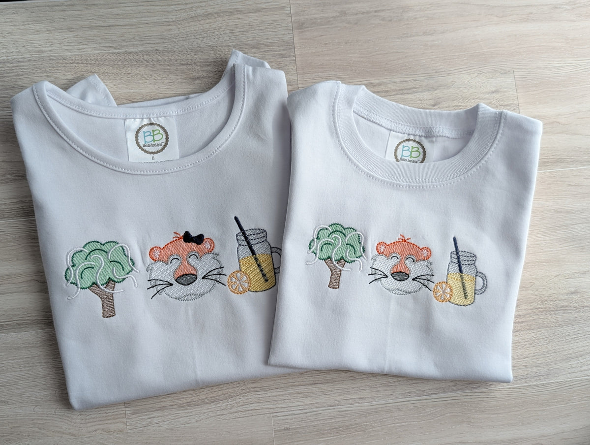 Tiger Mascot Toomer's Oak Embroidered Tee (No Bow)
