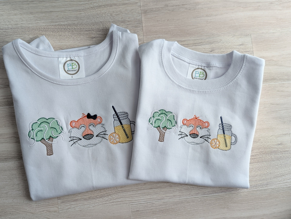 Tiger Mascot Toomer's Oak Embroidered Tee (With Bow)