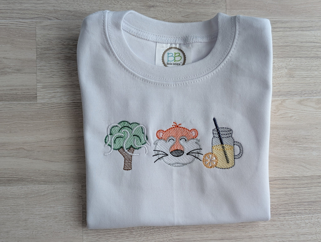 Tiger Mascot Toomer's Oak Embroidered Tee (No Bow)