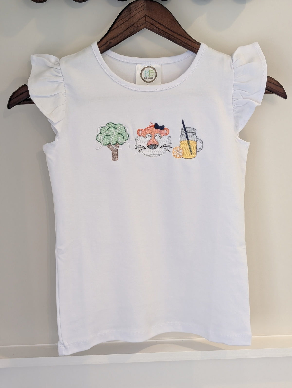 Tiger Mascot Toomer's Oak Embroidered Tee (With Bow)