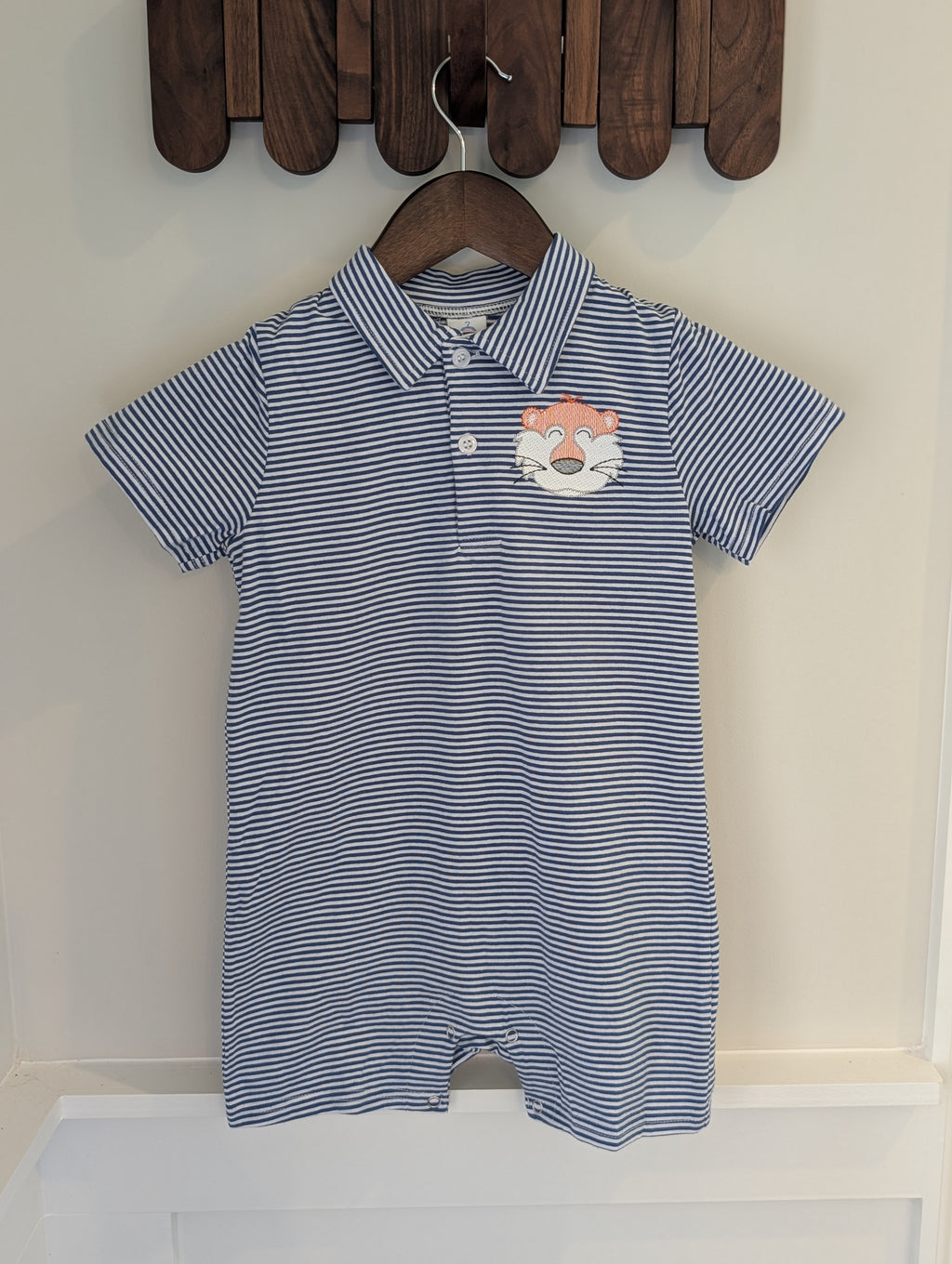 Boys Embroidered Tiger Romper