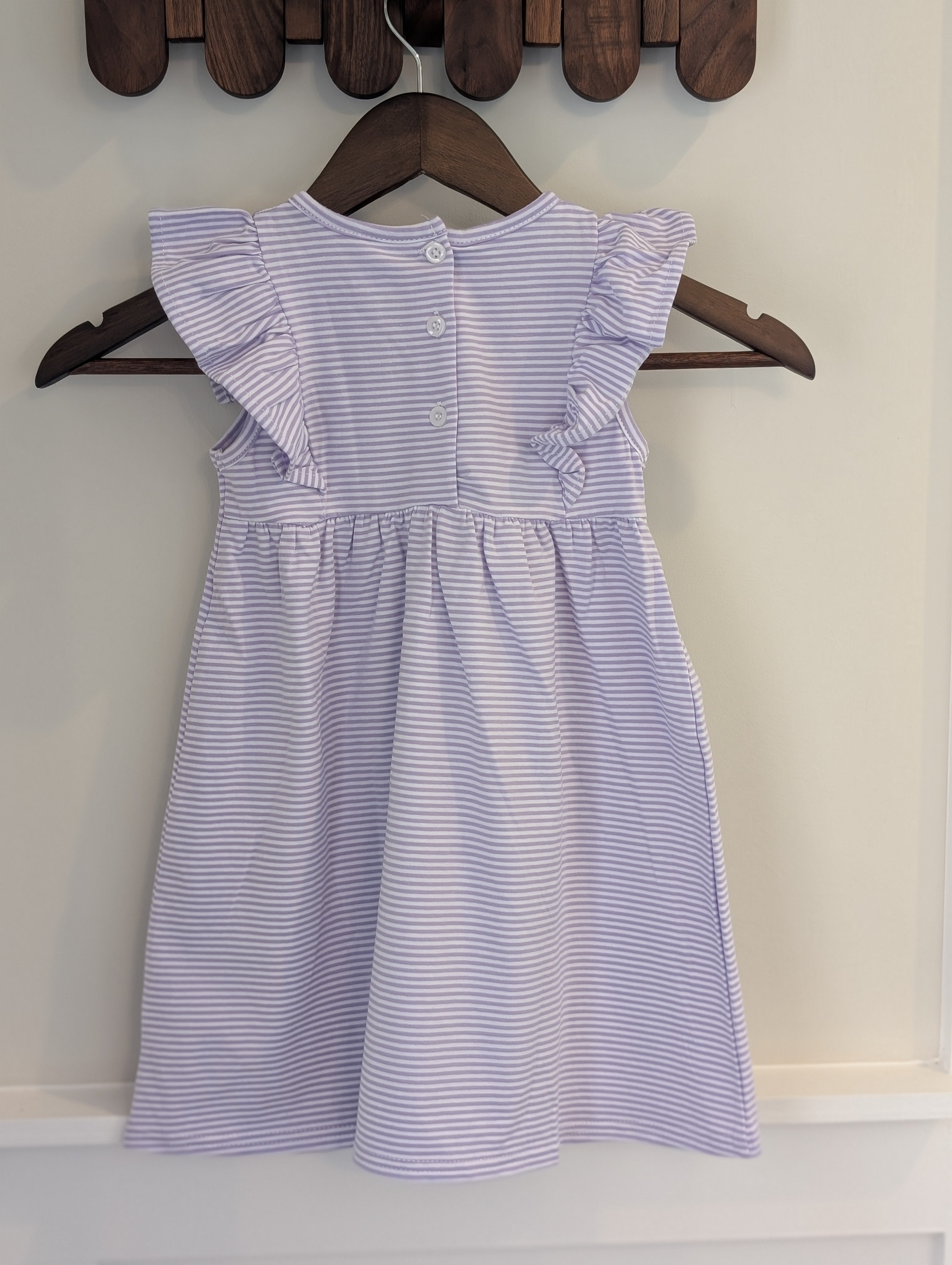 Girls Monogrammed Flutter Sleeve Dress