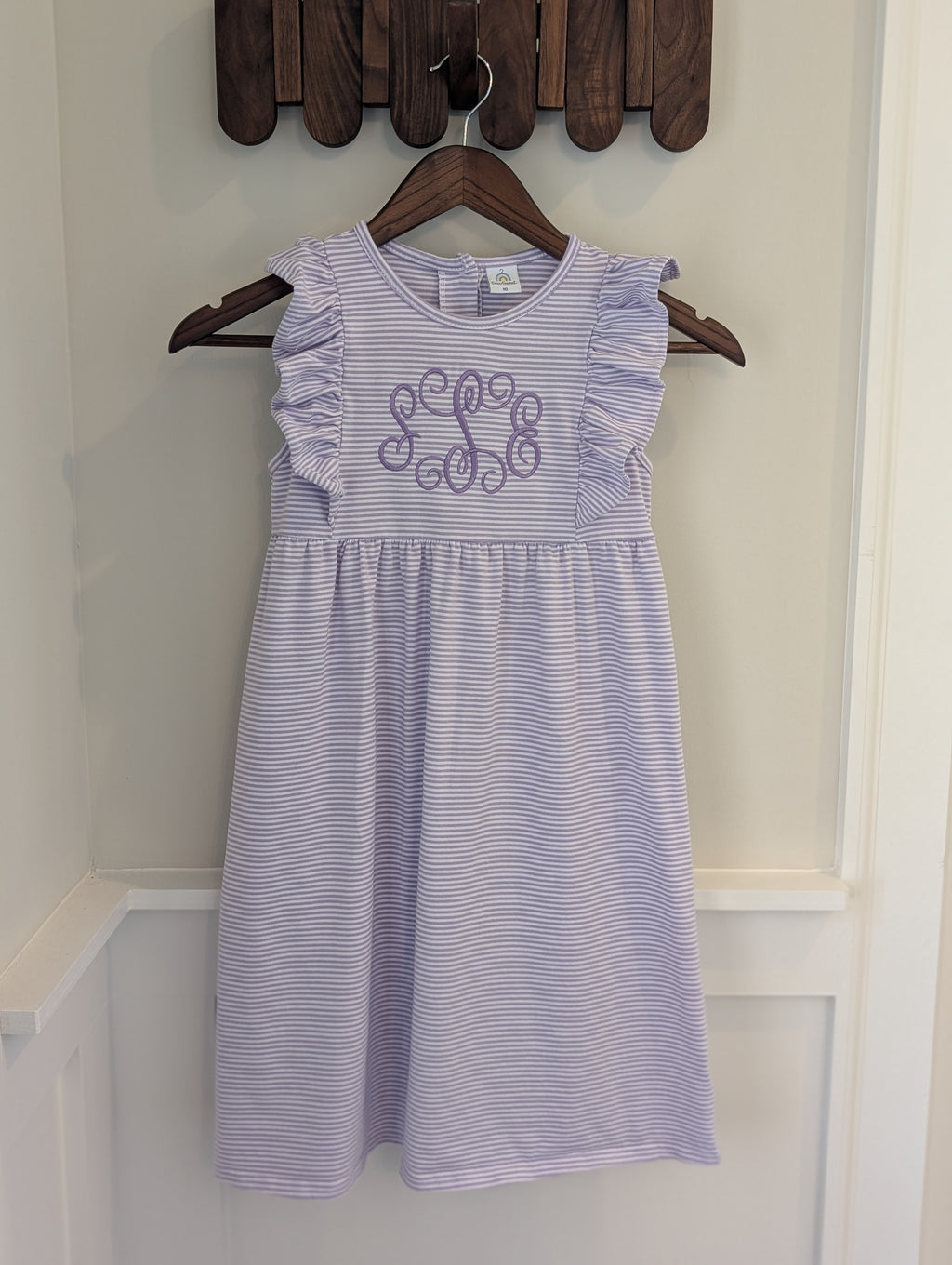 Girls Monogrammed Flutter Sleeve Dress