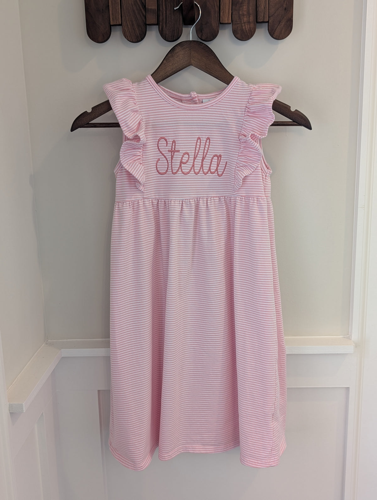 Personalized Flutter Sleeve Striped Dress
