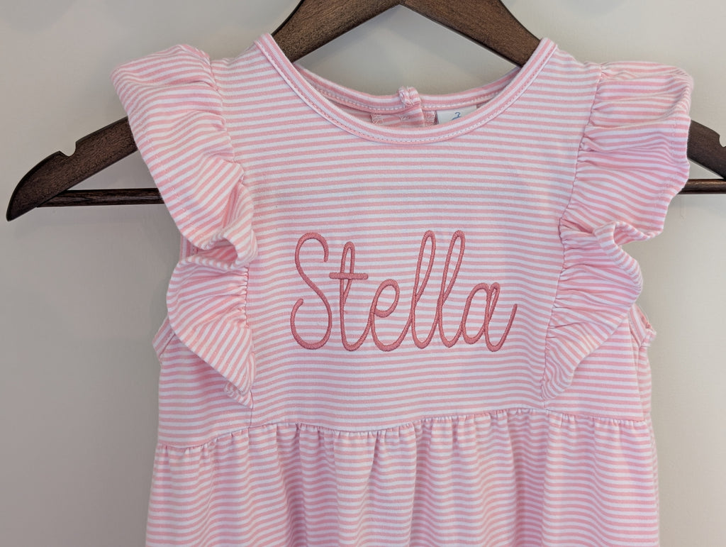 Personalized Flutter Sleeve Striped Dress