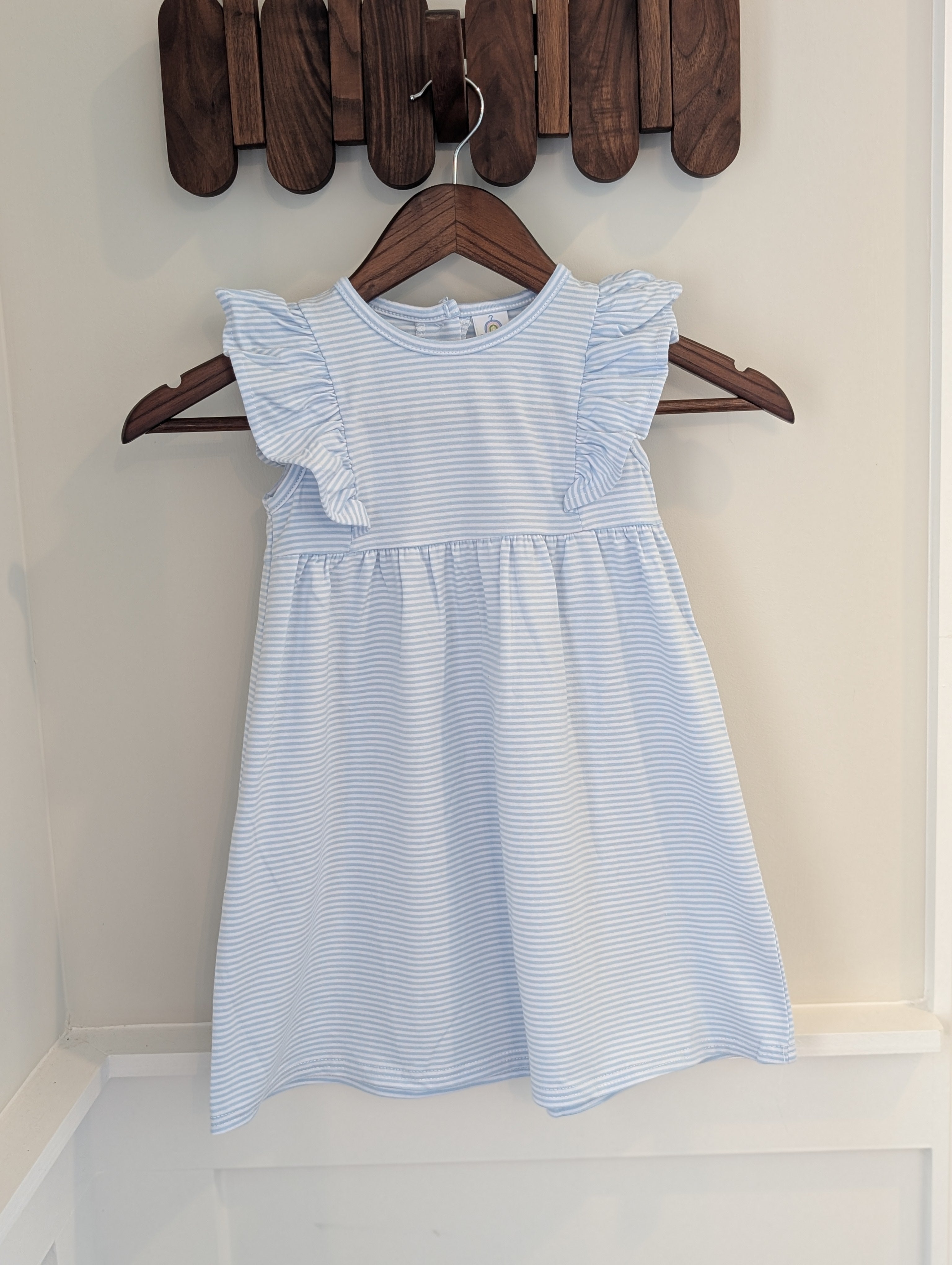 Girls Monogrammed Flutter Sleeve Dress