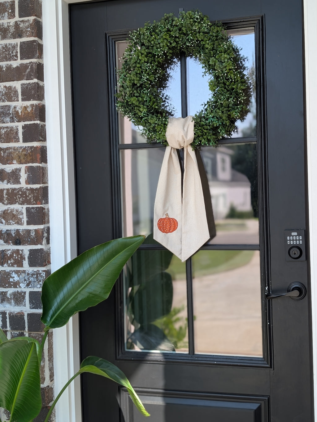 Fabric Pumpkin & Personalized Initial Wreath Sash
