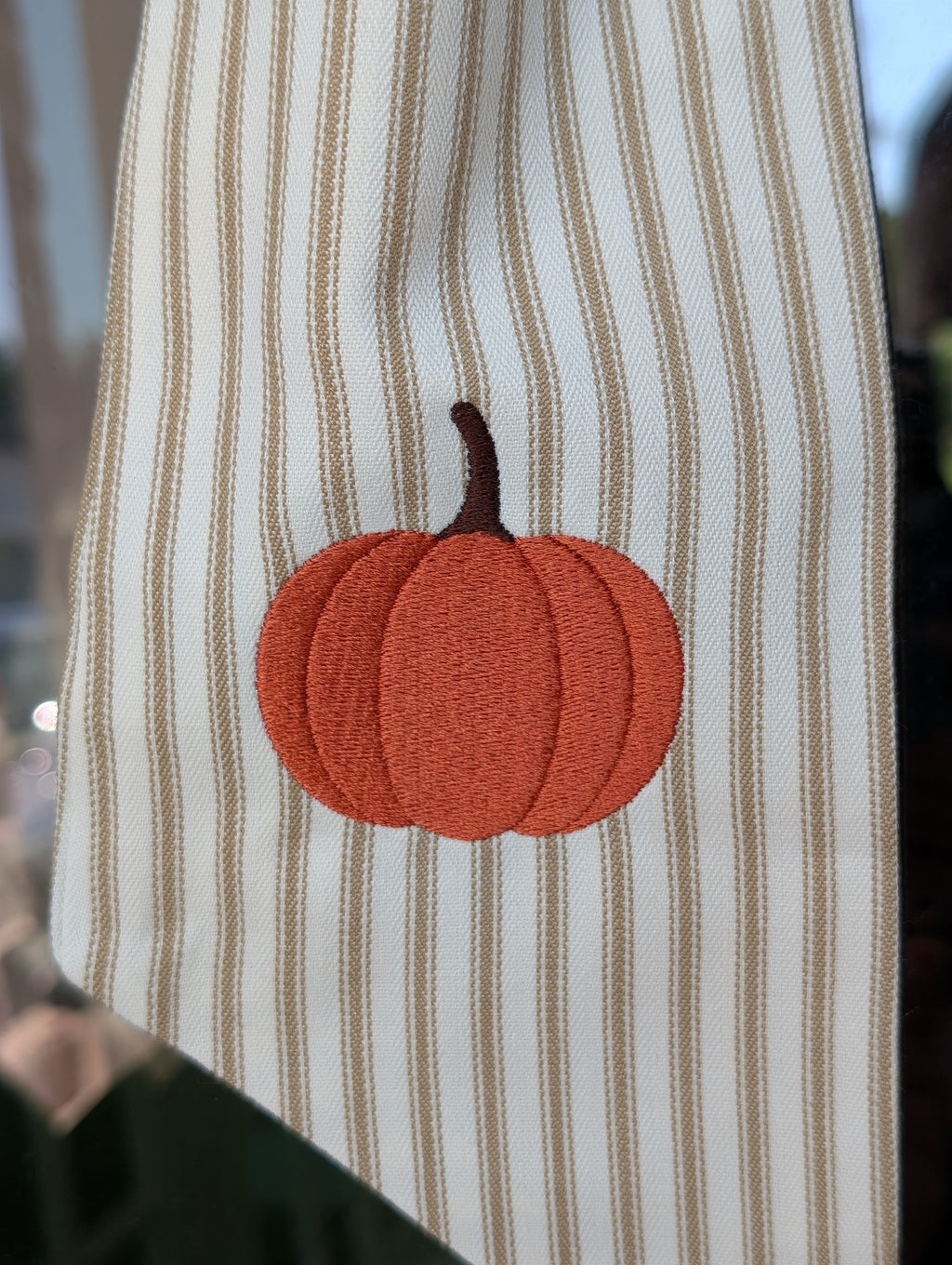 Fall Pumpkin Tan Stripe Wreath Sash