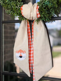 Fabric Tiger Face on Double Layer Burlap Wreath Sash