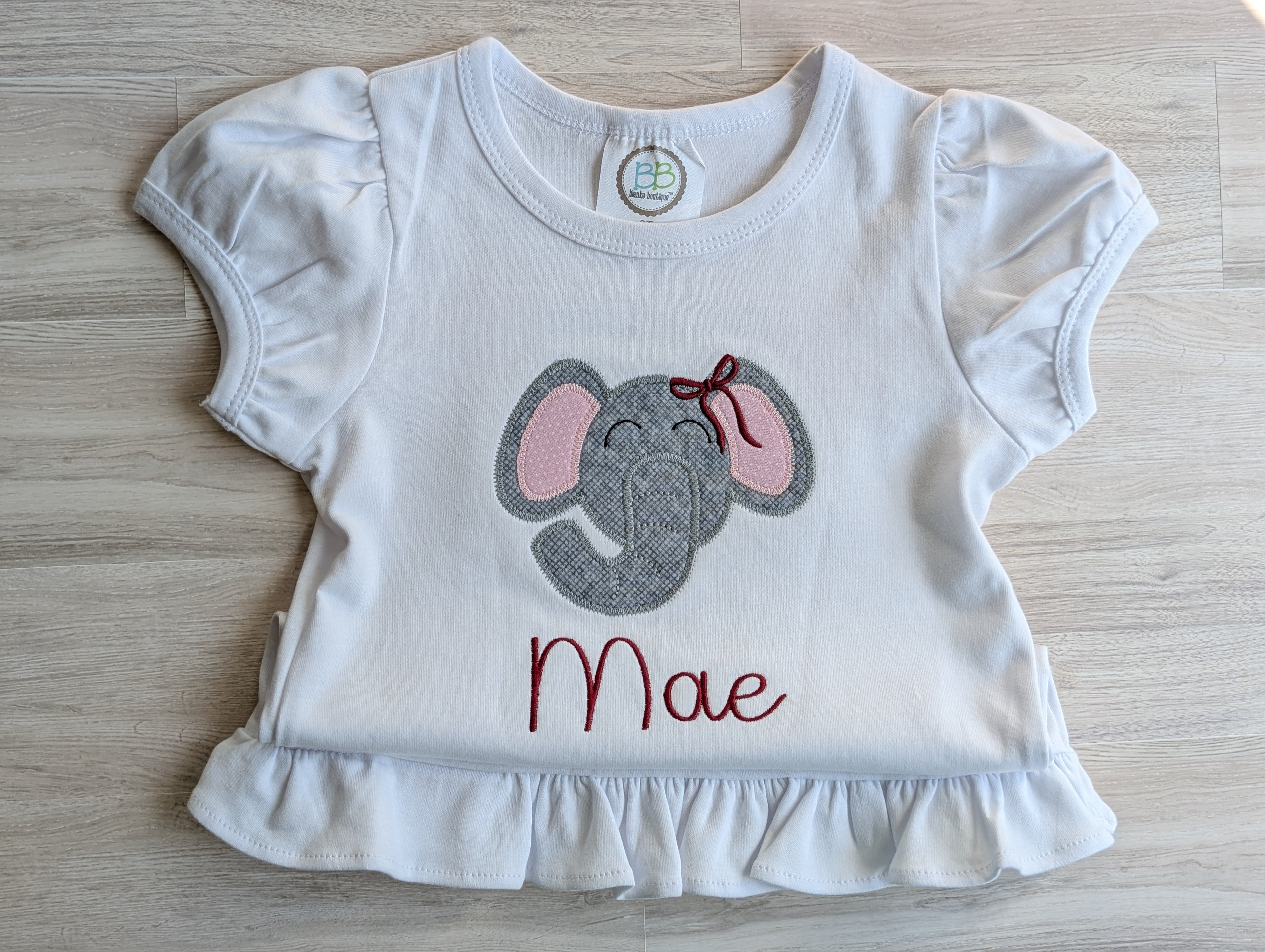 Girls Personalized Elephant Mascot Shirt
