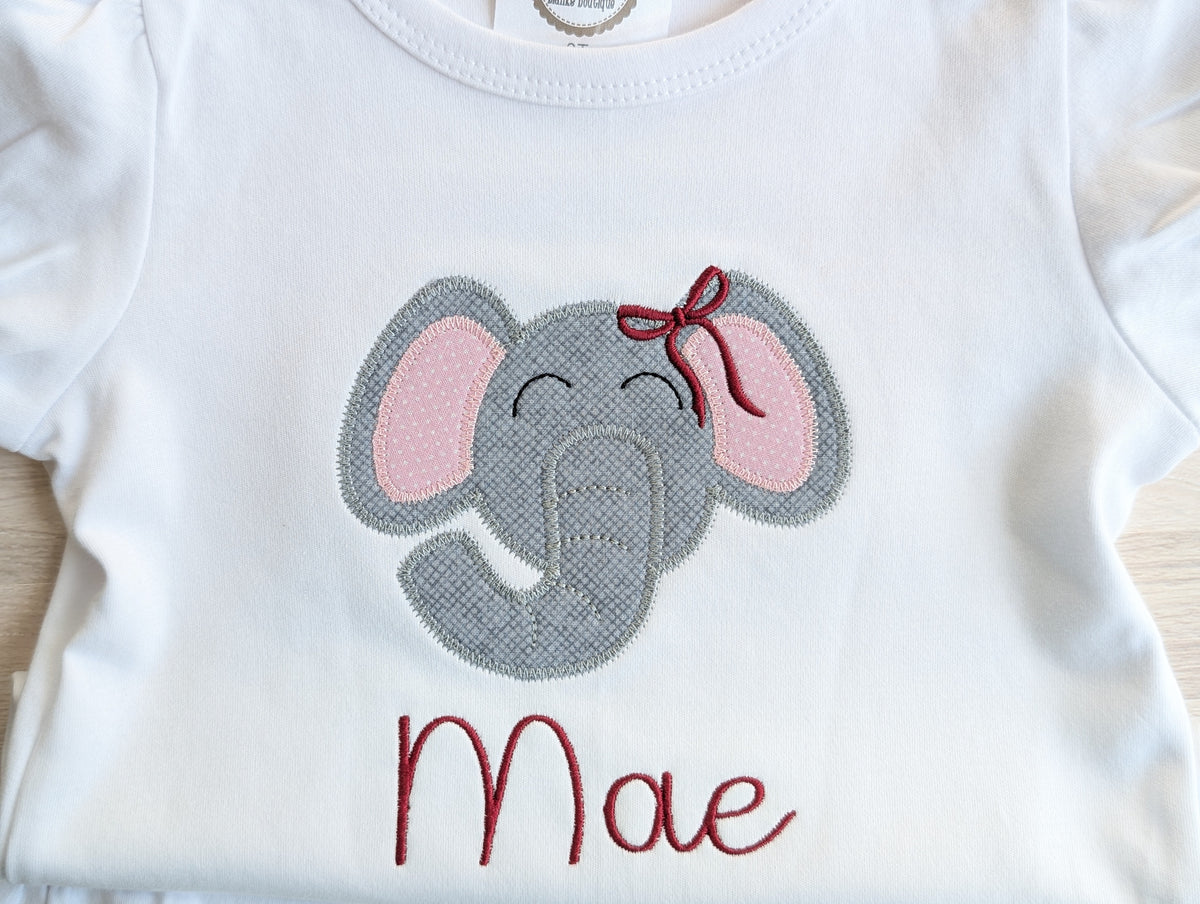 Girls Personalized Elephant Mascot Shirt