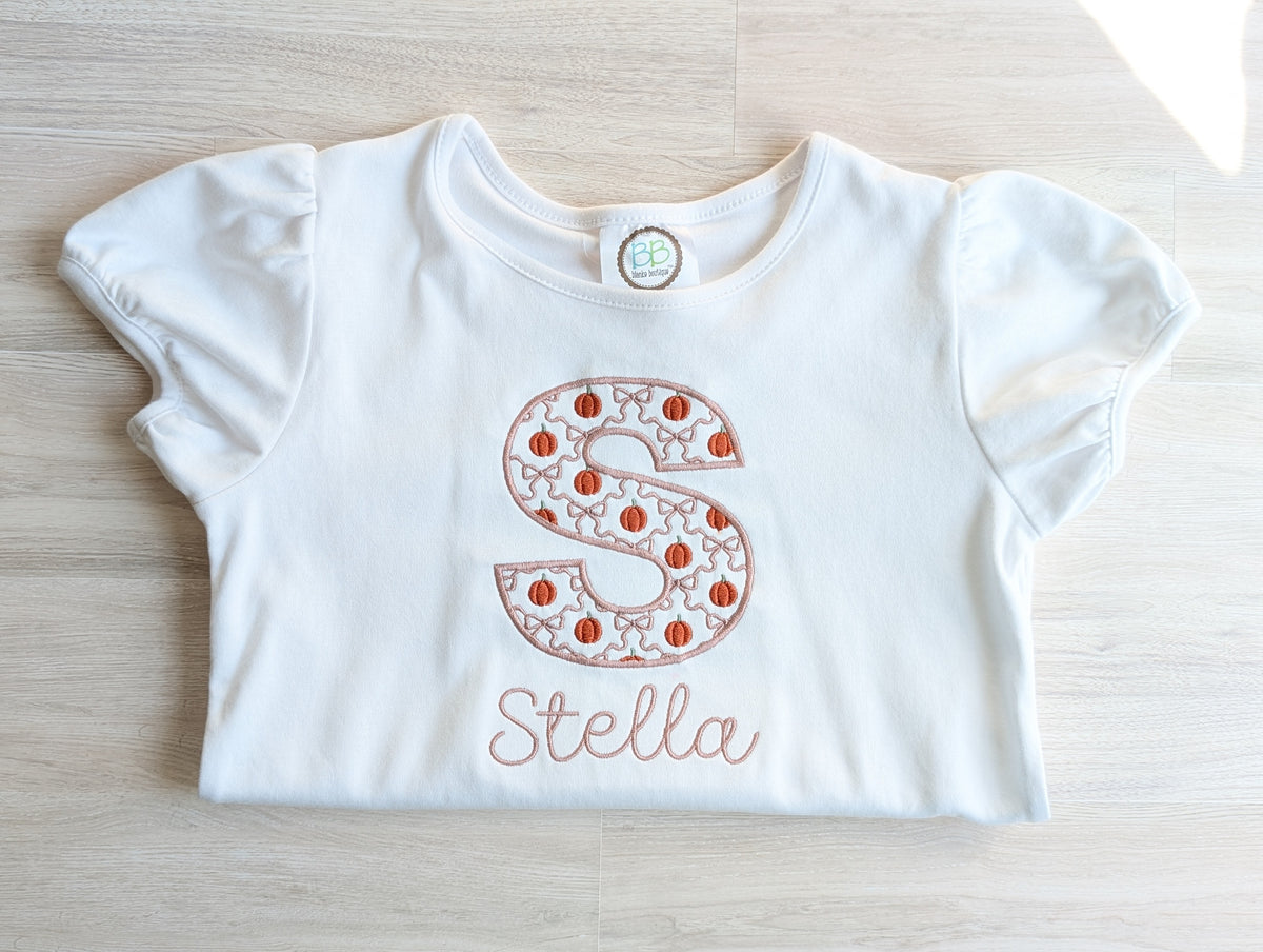 Pumpkin Initial Shirt