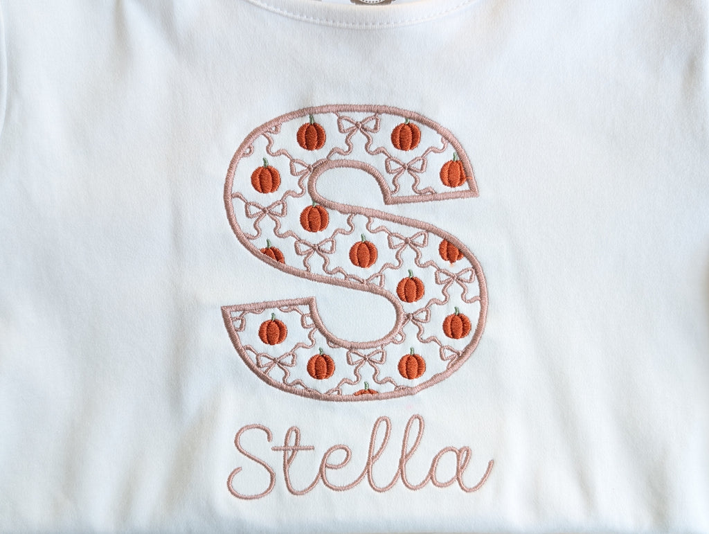 Pumpkin Initial Shirt