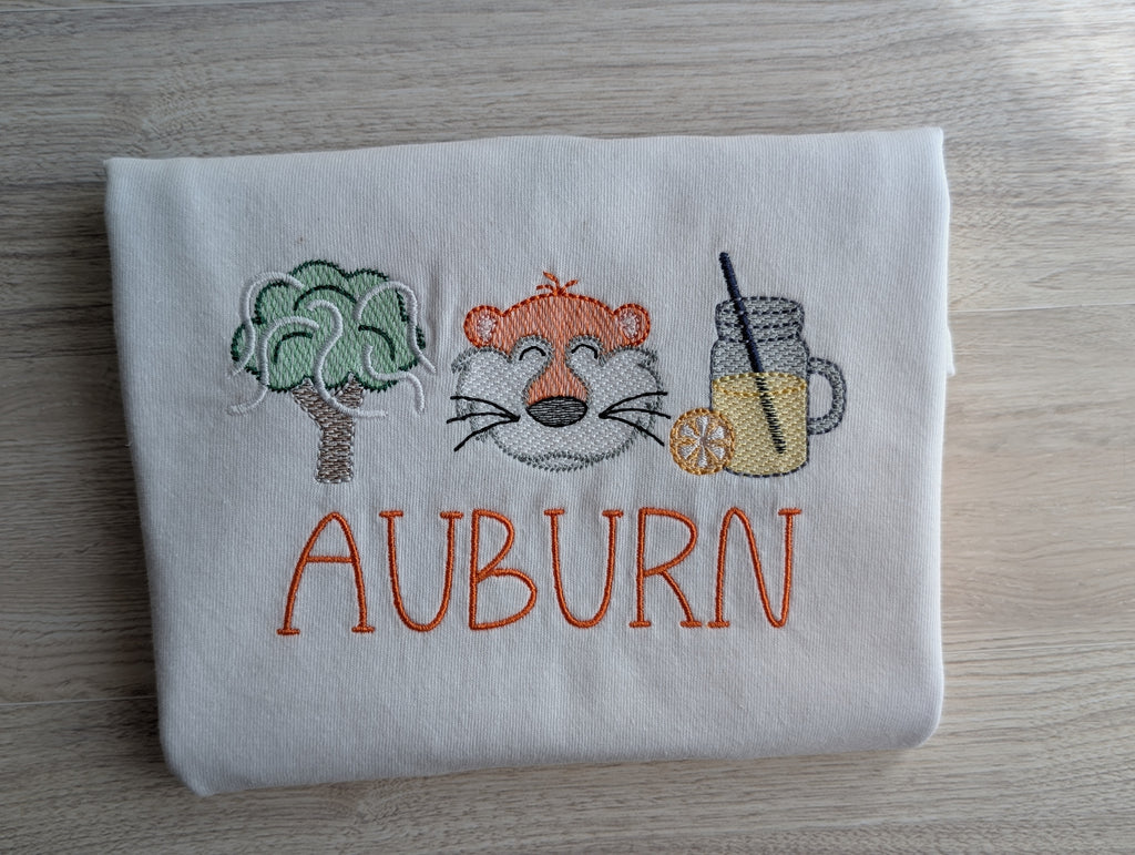Tiger Mascot Toomer's Oak Embroidered Tee (No Bow)