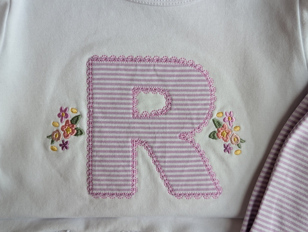 Girls' Floral Monogram Flutter Sleeve Tee