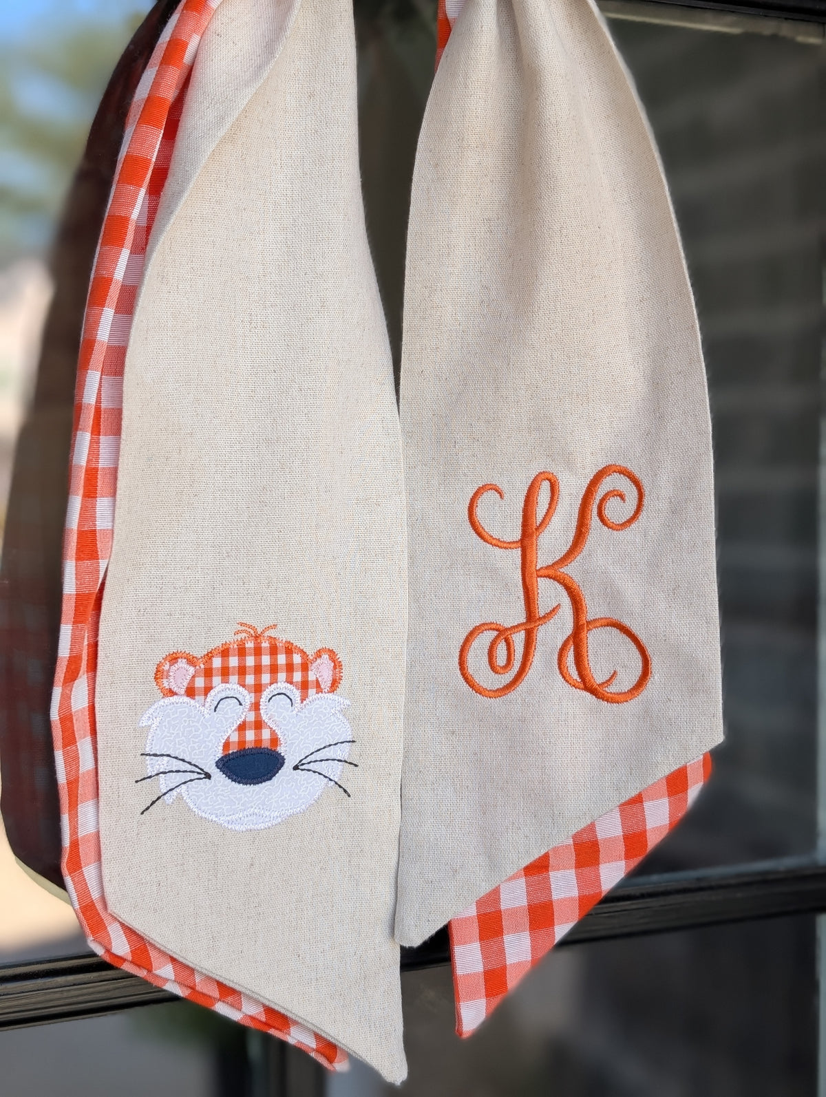 Fabric Pumpkin & Personalized Initial Wreath Sash