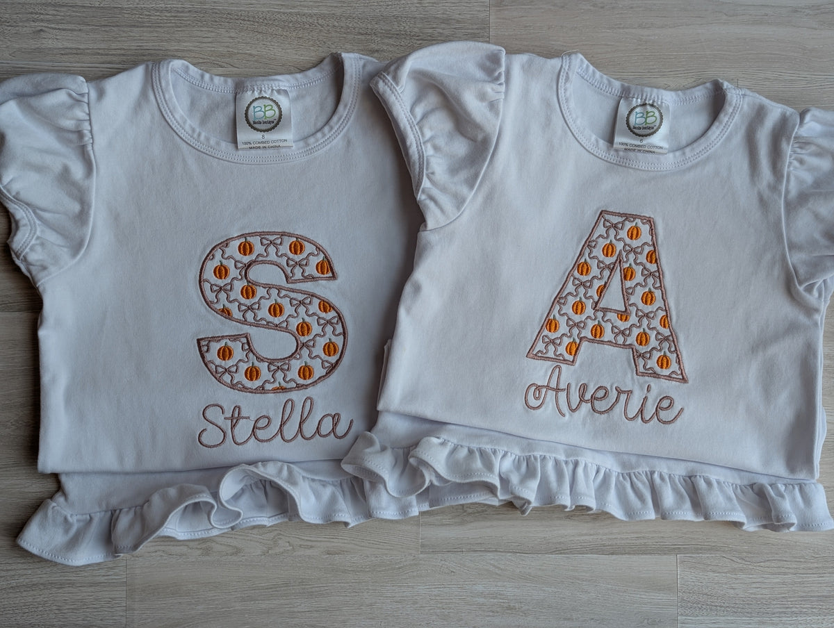 Pumpkin Initial Shirt