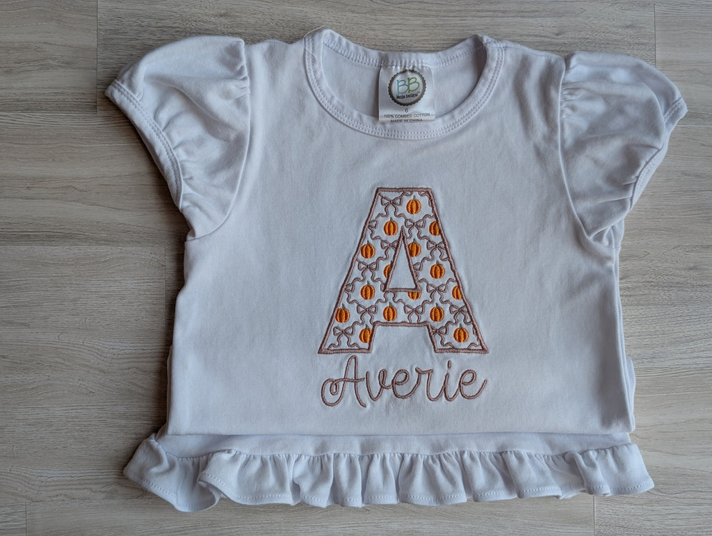 Pumpkin Initial Shirt