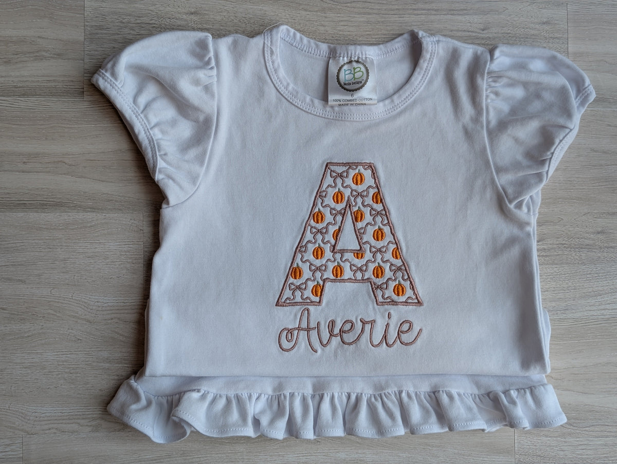 Pumpkin Initial Shirt