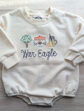 Cream oversized baby bubble sweatshirt embroidered with rolled oak tree, tiger and lemonade