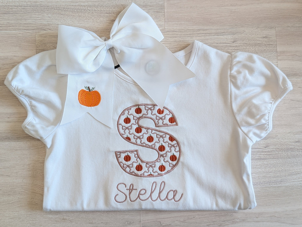 Pumpkin Initial Shirt
