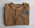 Vintage Truck Camel Waffle-Knit Henley – 4T