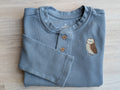 Owl Light Blue Waffle-Knit Henley – 4T