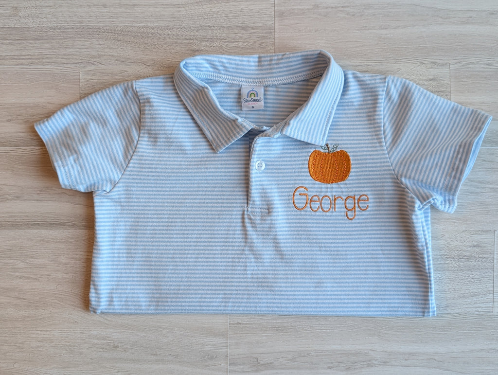 Boys’ Personalized Pumpkin Striped Polo