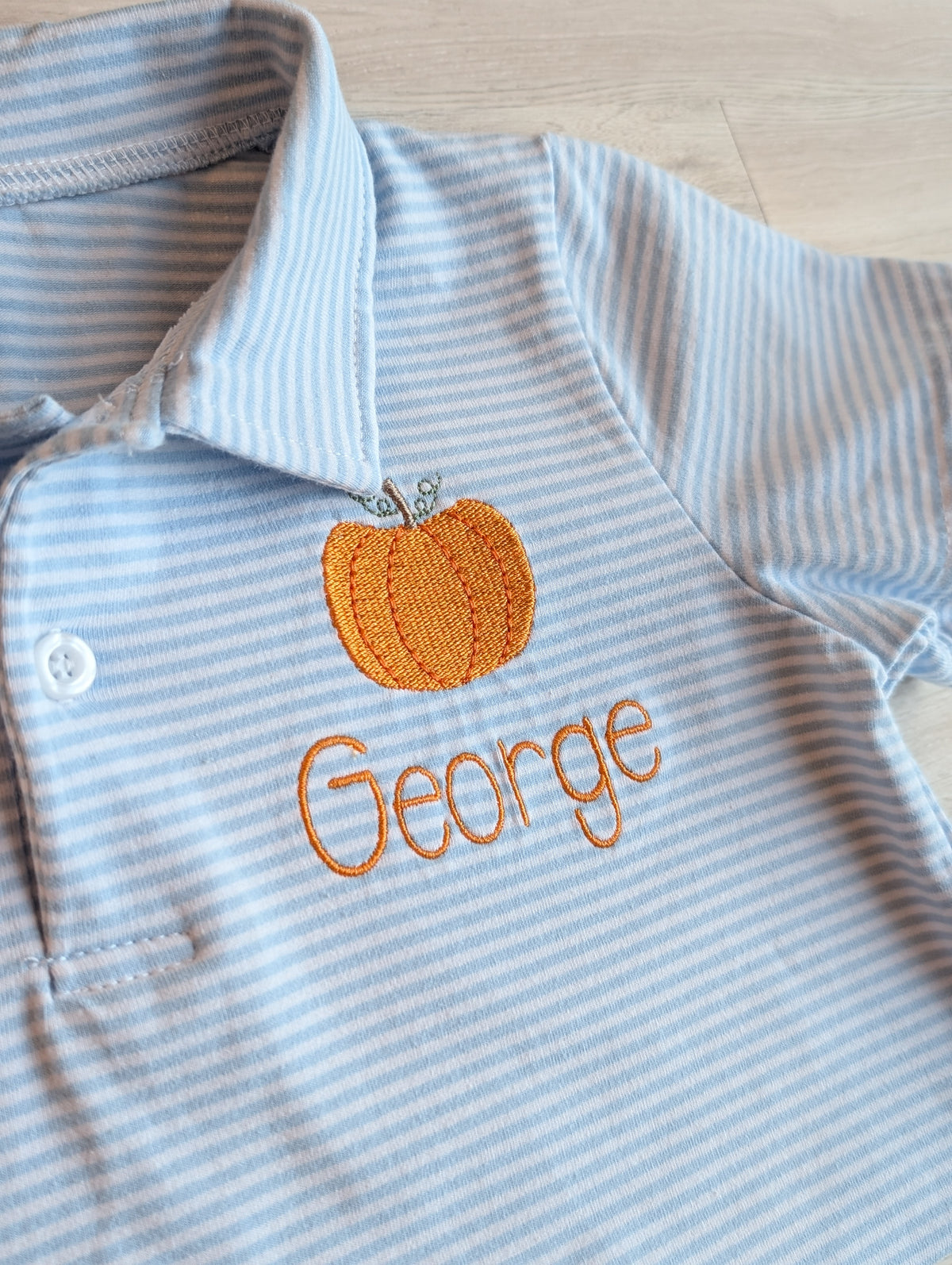 Boys’ Personalized Pumpkin Striped Polo