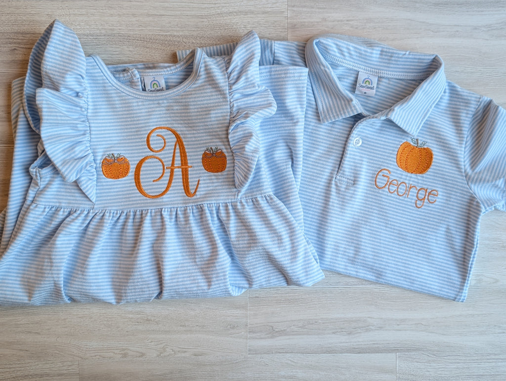 Boys’ Personalized Pumpkin Striped Polo