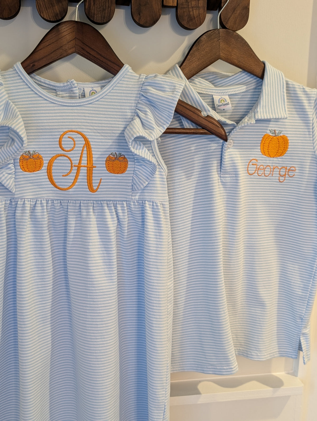 Boys’ Personalized Pumpkin Striped Polo