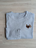 Light blue long-sleeve shirt with turkey embroidery