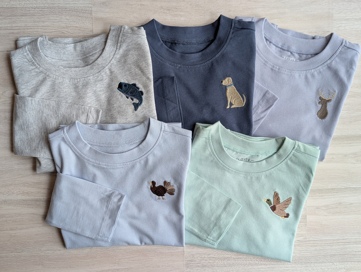 Wildlife Embroidered Long-Sleeve Shirts – 5 Shirt Pack