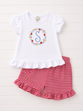 Apple monogram back to school embroidered shirt for girls
