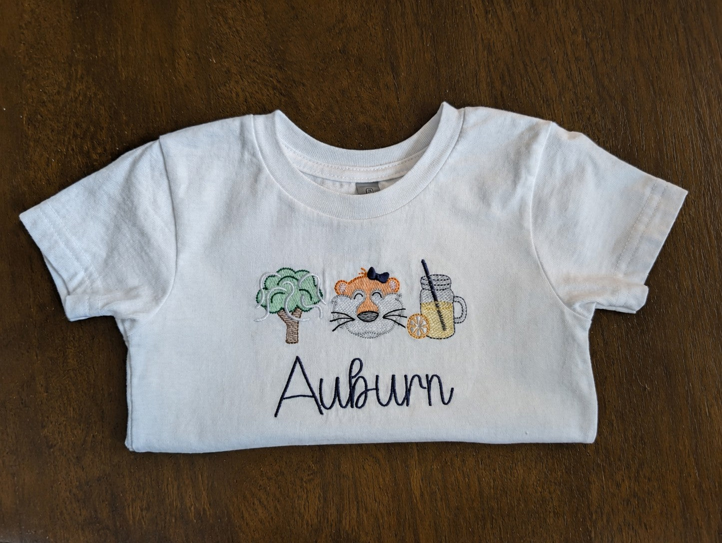 Tiger Mascot Toomer's Oak Embroidered Tee (With Bow)