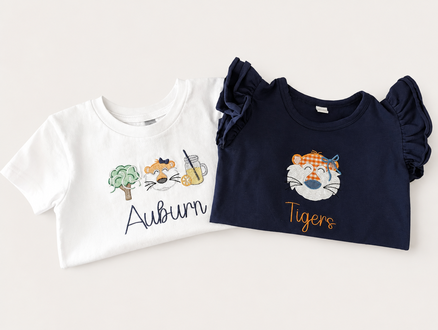 Tiger Mascot Toomer's Oak Embroidered Tee (With Bow)