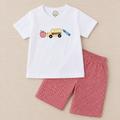 Apple bus crayon embroidered back to school shirt for kids