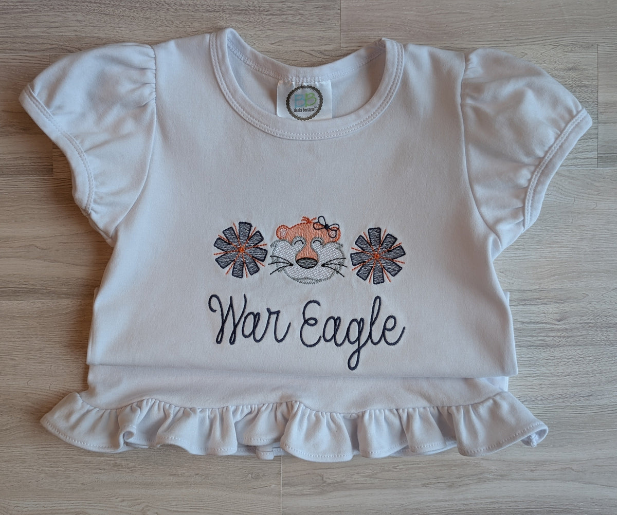 Auburn Aubie Shirt with Pom Poms